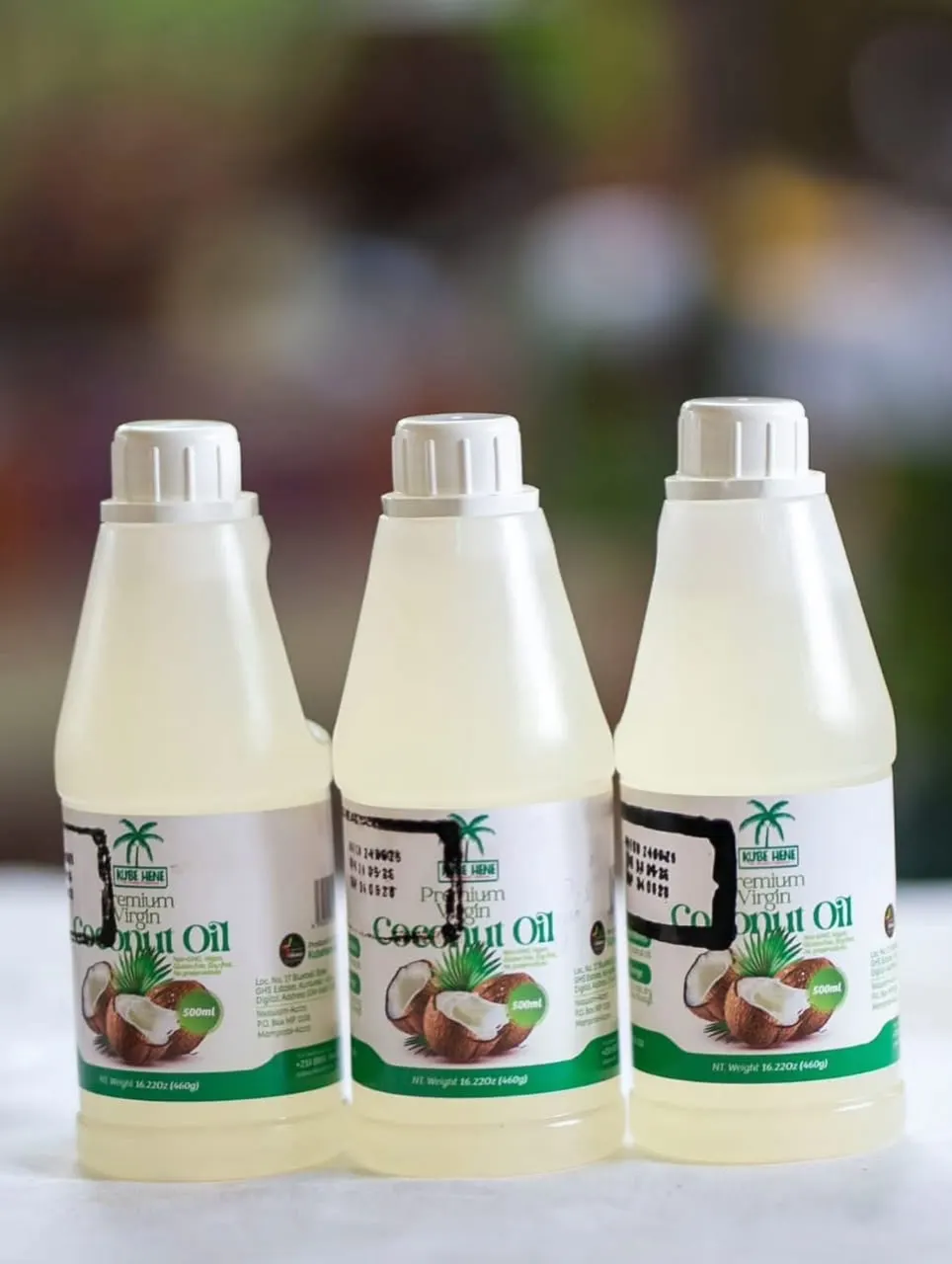 Kubehene coconut oil in 500ml bottles